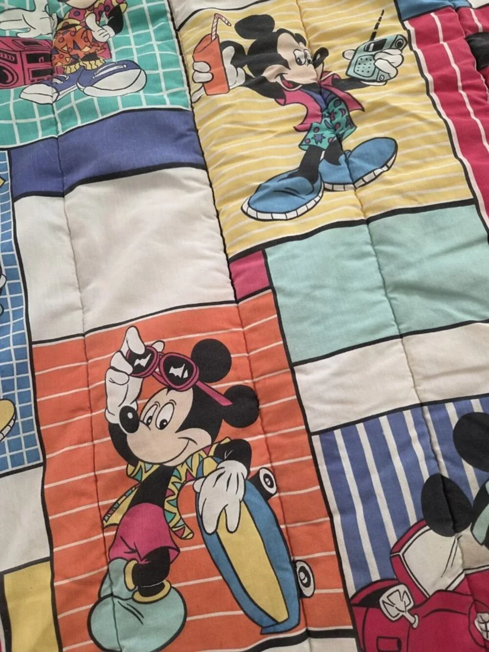 VTG mickey mouse twin comforter 1980's retro walt disney Bright colors.